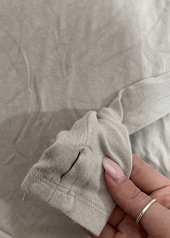 Bej Keten Kumaşlı Uzun Kollu Kadın Kazak - Görsel 2