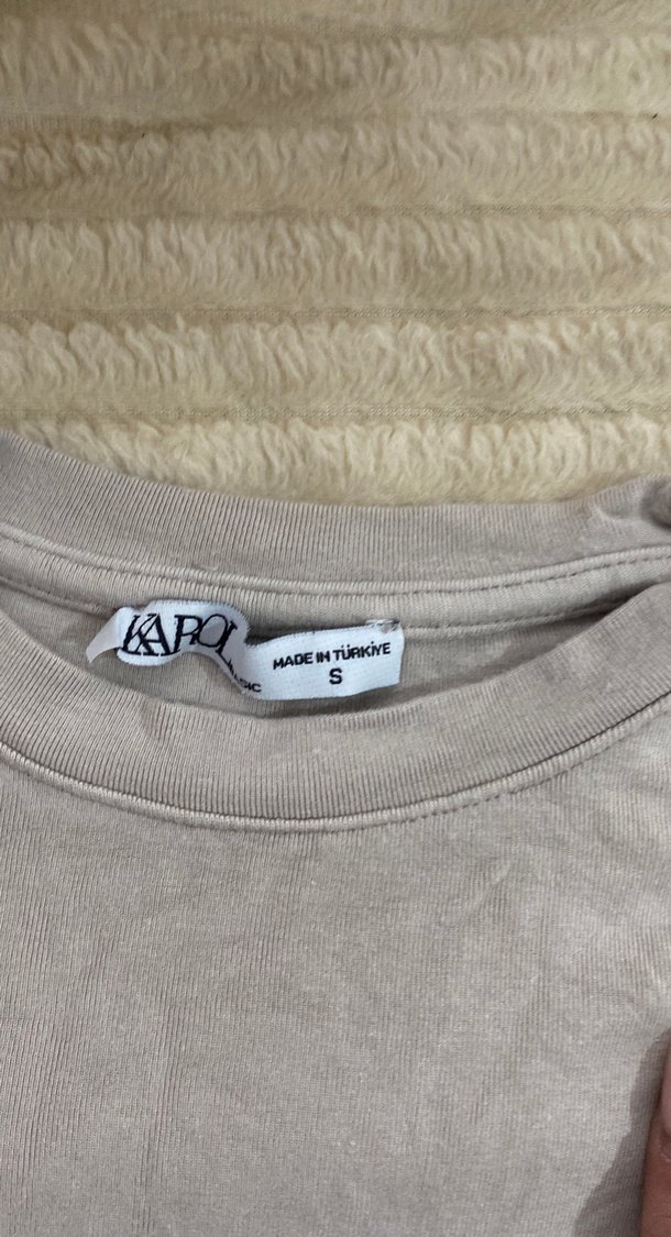 Bej Keten Kumaşlı Uzun Kollu Kadın Kazak - Görsel 3