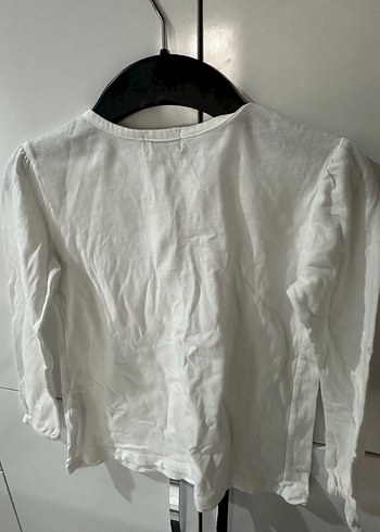 Nakışlı, kısa kollu, bol kesim beyaz kız çocuk gömlek - Görsel 3