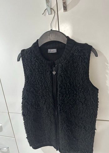 Siyah Kız Çocuk Örgü Yün Kazak - Görsel 3