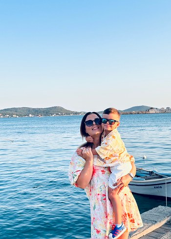 Bohem V Yakalı Kısa Çiçekli Elbise - Görsel 3