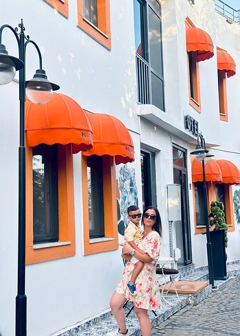 Bohem V Yakalı Kısa Çiçekli Elbise - Görsel 2