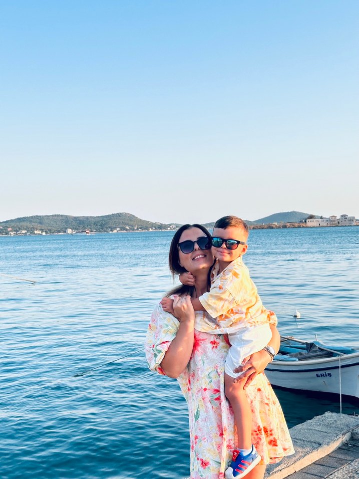 Bohem V Yakalı Kısa Çiçekli Elbise - Görsel 3