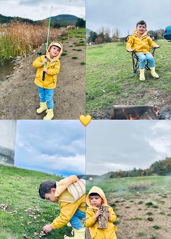 Kapüşonlu Sarı Erkek Çocuk yağmurluk - Görsel 2