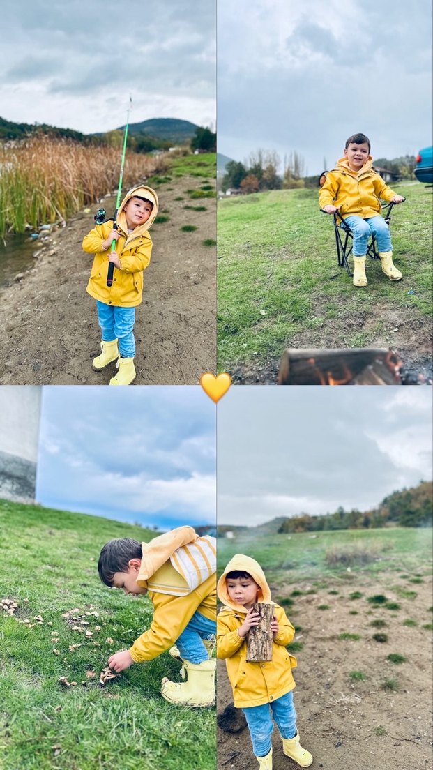 Kapüşonlu Sarı Erkek Çocuk yağmurluk - Görsel 2