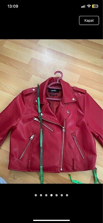 xl Beden kırmızı Renk Pull & Bear Kırmızı Deri Ceket
