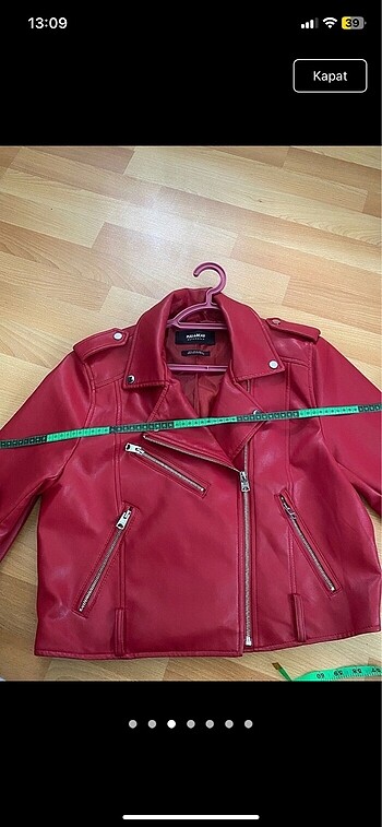 xl Beden Pull & Bear Kırmızı Deri Ceket