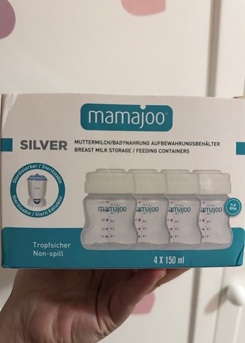 Mamajoo 4x150ml Anne Sütü Saklama Kabı Beyaz-Gri - Görsel 3