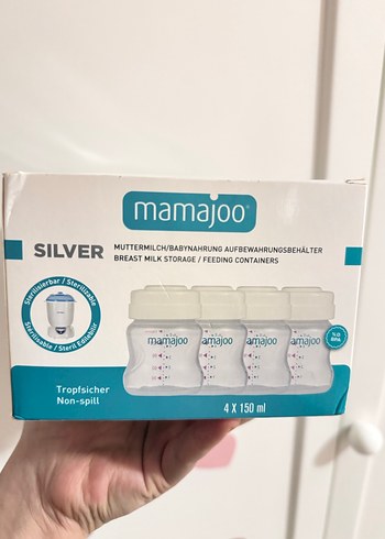 Mamajoo 4x150ml Anne Sütü Saklama Kabı Beyaz-Gri - Görsel 2