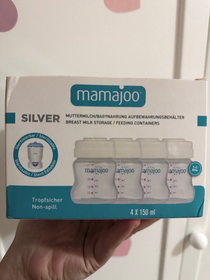 Mamajoo 4x150ml Anne Sütü Saklama Kabı Beyaz-Gri - Görsel 3