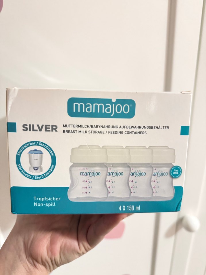 Mamajoo 4x150ml Anne Sütü Saklama Kabı Beyaz-Gri - Görsel 2