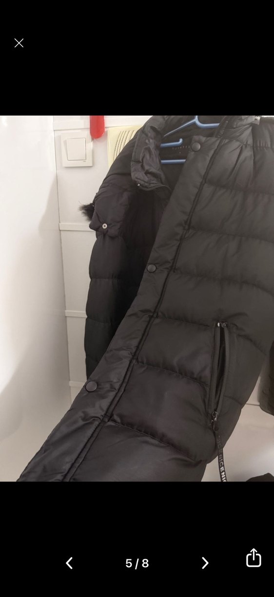 Siyah Kürklü Kadın Kışlık Mont - Görsel 3