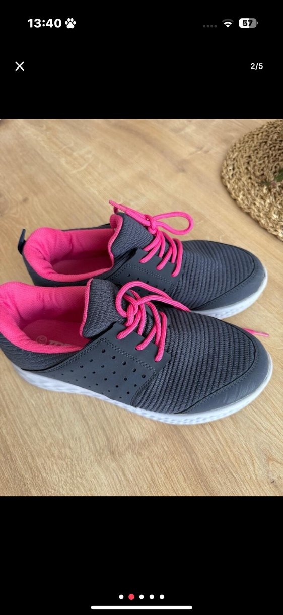 Gri-Pembe Kadın Spor Ayakkabı Wedge Topuklu - Görsel 2