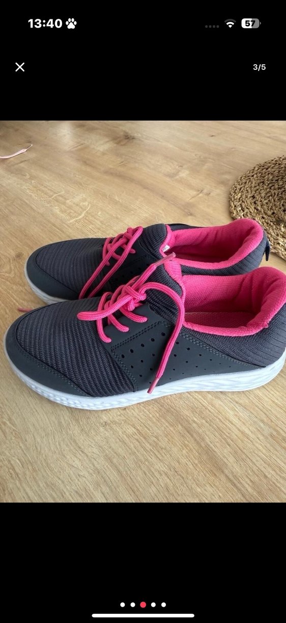 Gri-Pembe Kadın Spor Ayakkabı Wedge Topuklu - Görsel 3