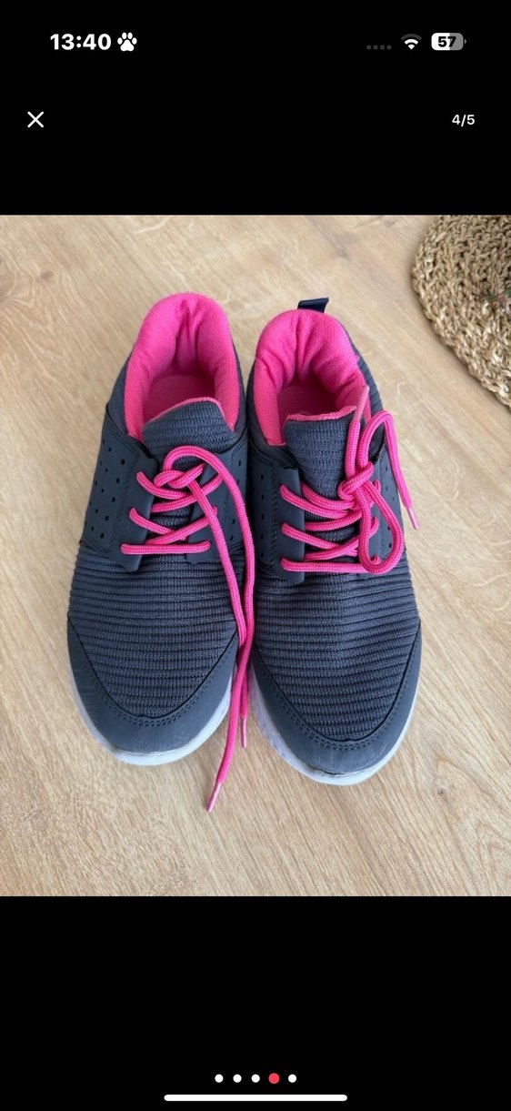 Gri-Pembe Kadın Spor Ayakkabı Wedge Topuklu - Görsel 4