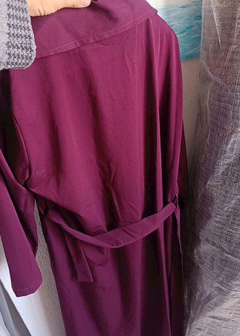 Mor Uzun Drapeli Kadın Kaban trençkot - Görsel 5