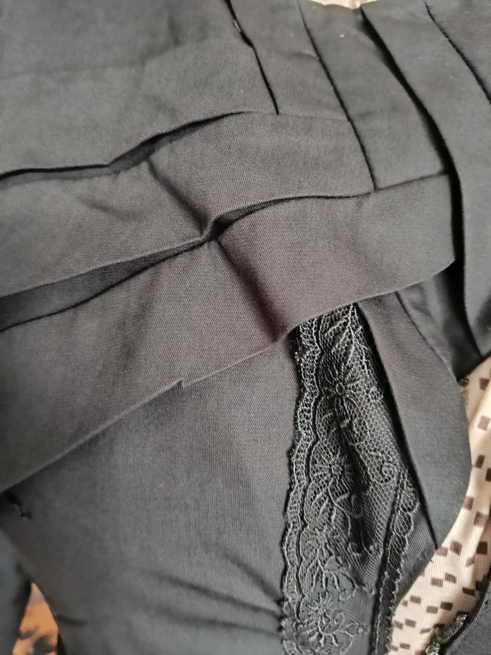 Siyah Uzun Keten Kadın Palto - Görsel 5