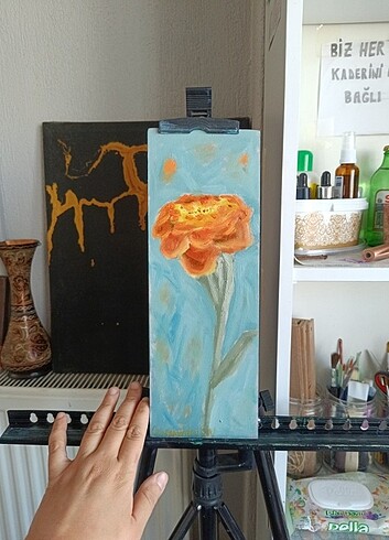 Kadife çiçeği yağlıboya resim tablo  - Görsel 4