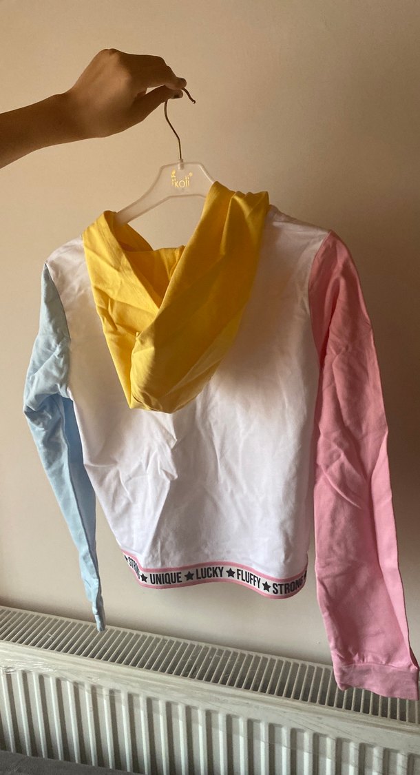 Renkli Baskılı Kız Sweatshirtü Kapüşonlu - Görsel 2