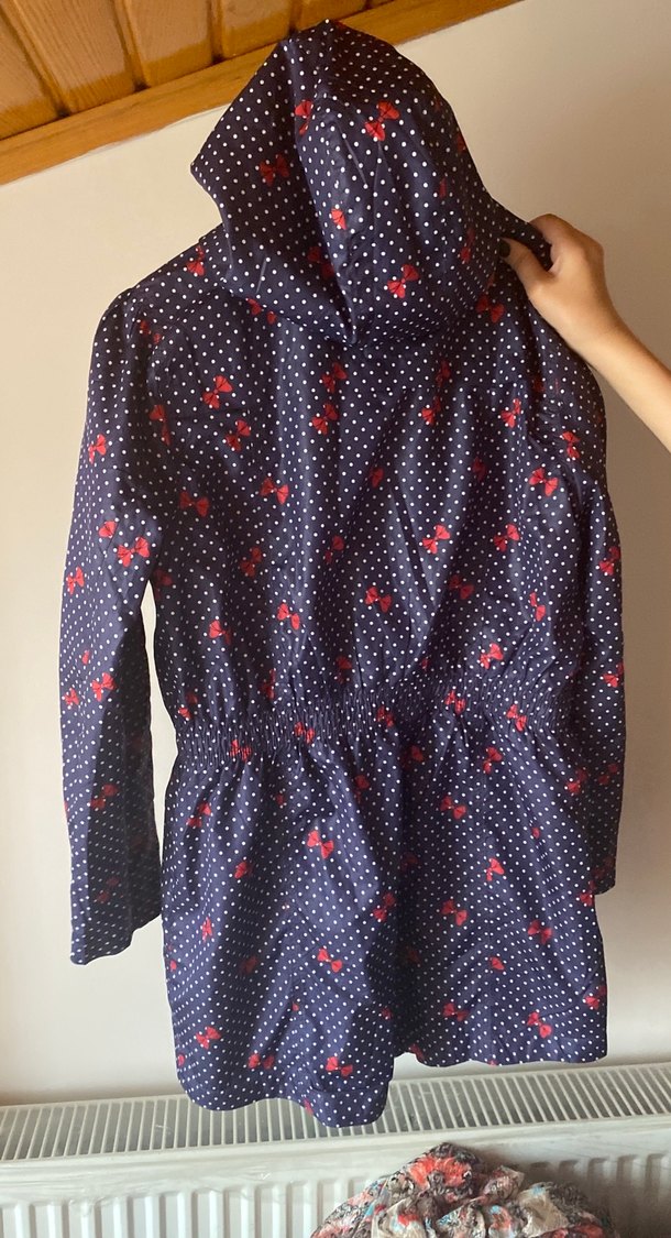 Düğmeli Lacivert Kız Yağmurluk - Görsel 2