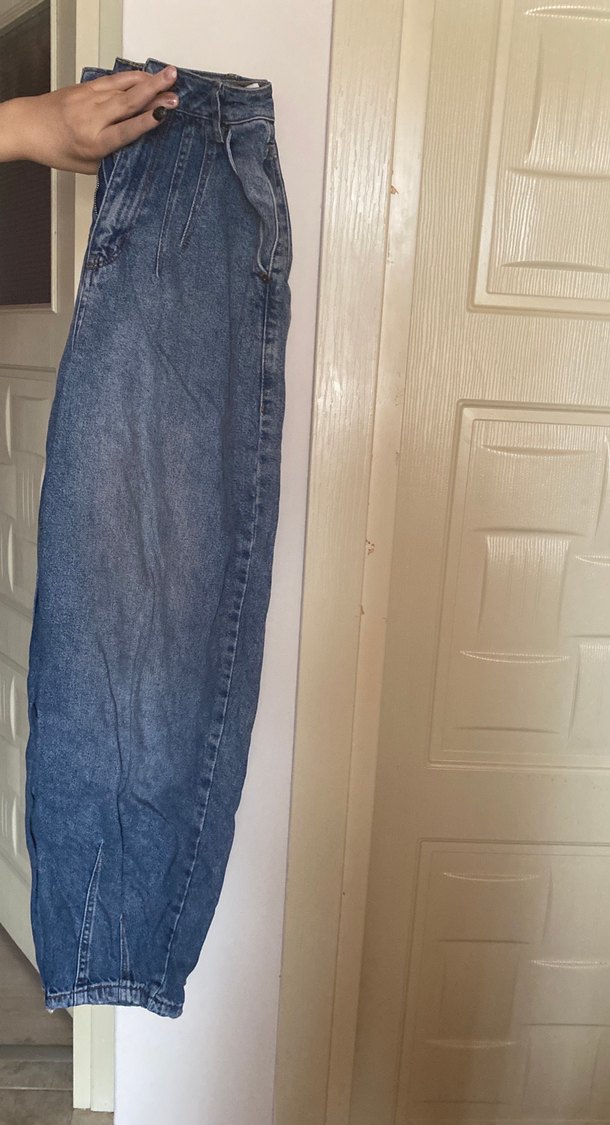 Gri Kadın Kemerli Midi Kot Pantolon - Görsel 2