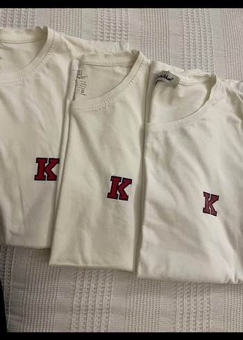 Beyaz K Baskılı Kısa Kollu Tişört 2 adet