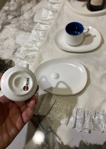 Lacivert iç detaylı beyaz fincan seti - Görsel 3