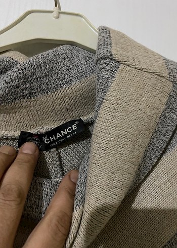 Gri Çizgili Boğazlı Kadın Triko Kazak - Görsel 3