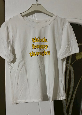 Beyaz Baskılı Kısa Kollu Kadın Tişört - Görsel 2