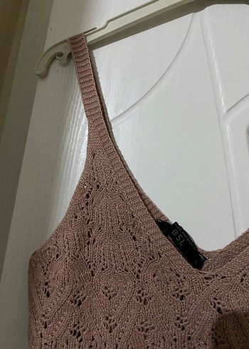 Kahverengi V Yaka Örgü Kadın Atlet - Görsel 4