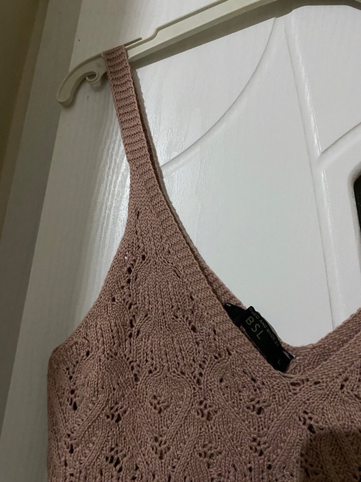 Kahverengi V Yaka Örgü Kadın Atlet - Görsel 4