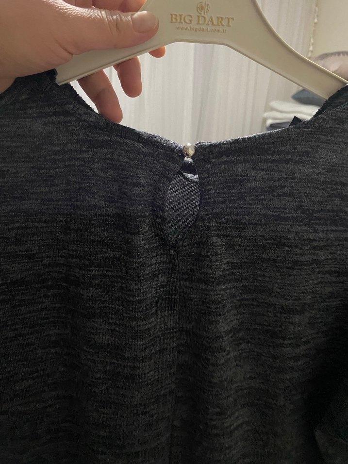 Gri Uzun Kollu Triko Kadın Kazak - Görsel 4