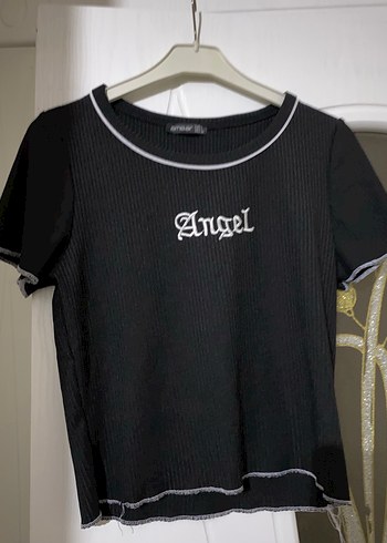 Siyah Kısa Kollu Kadın Tişört - Görsel 4