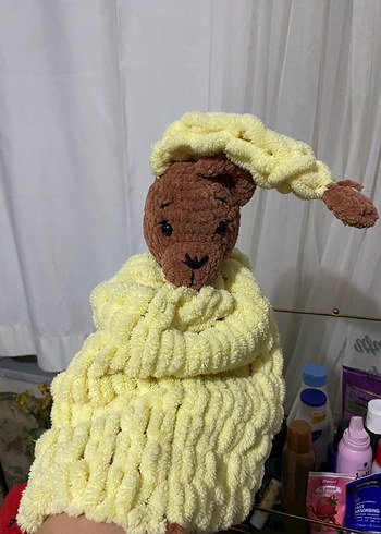 Kırmızı Kalp Yastıklı Renkli Peluş Oyuncak ve örgü uyku arkadaşı - Görsel 5