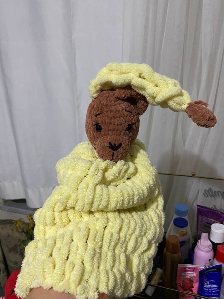 Kırmızı Kalp Yastıklı Renkli Peluş Oyuncak ve örgü uyku arkadaşı - Görsel 5