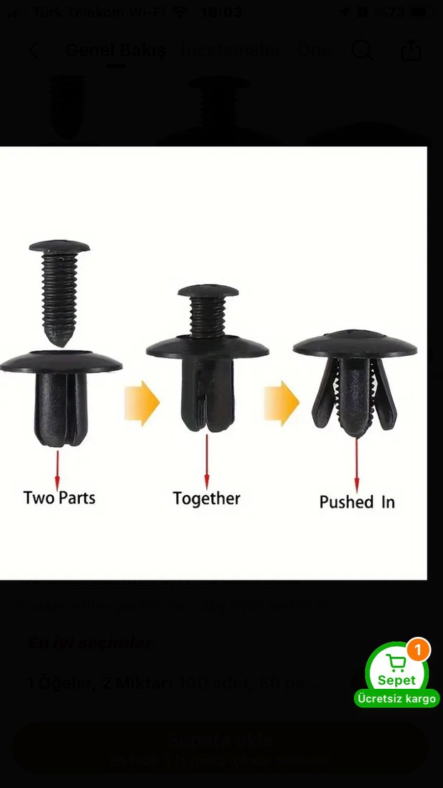 Oto kaporta çamurluk tampom klipsleri - Görsel 2