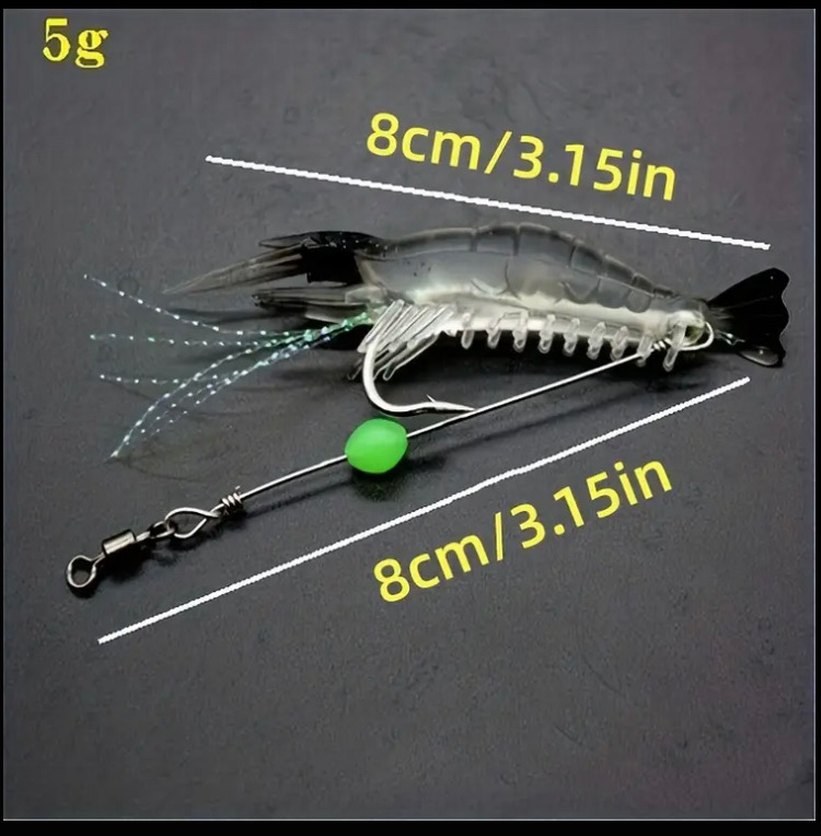 7 adet karanlıkta parlayan silikon karides yem - Görsel 4