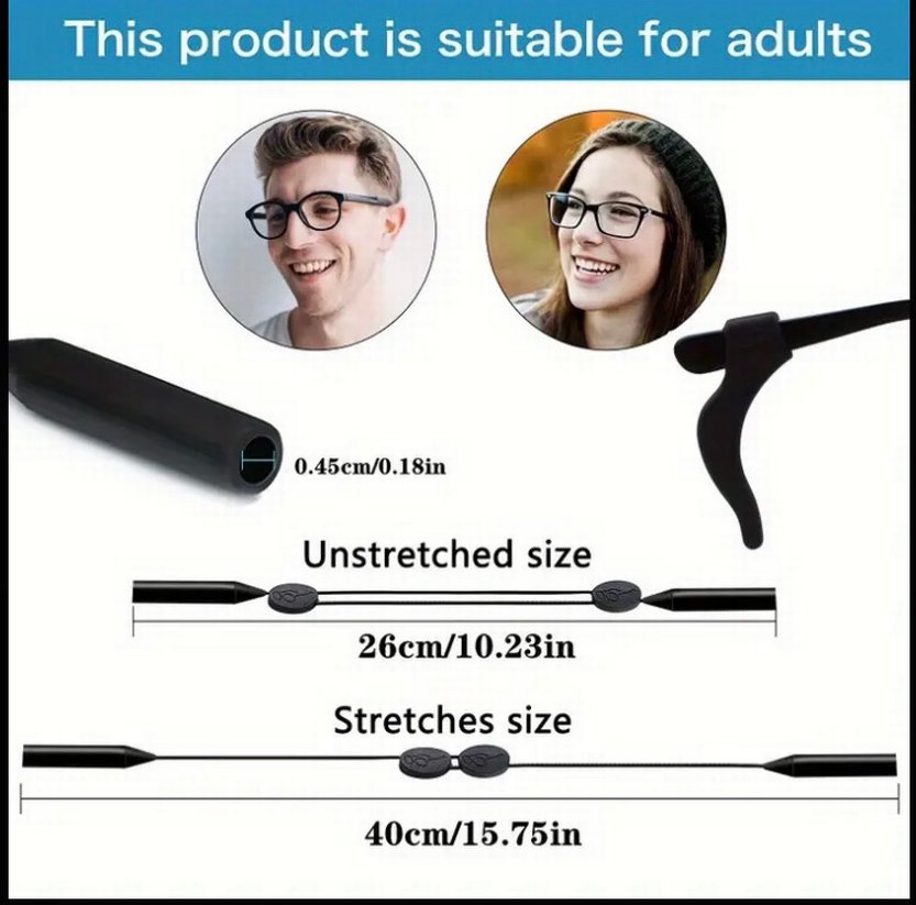 Kadın  Erkek Elastik Gotik Siyah Gözlük Askısı - Görsel 3