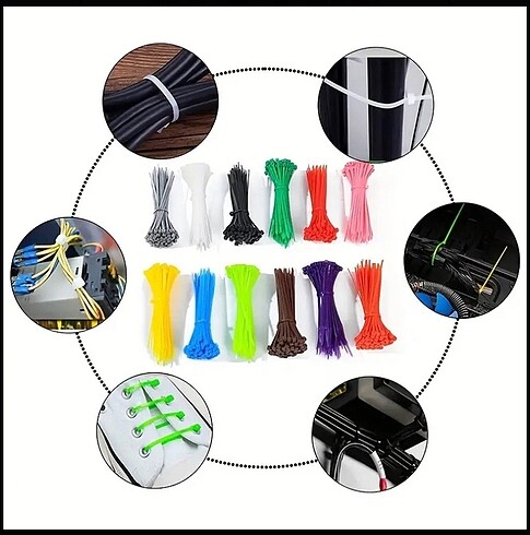 3 Paket (Cırt)Renkli Kablo bağı - Görsel 4