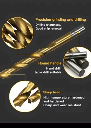 50 adet Çeşitli Boylarda Titanyum Kaplama Matkap uçları - Görsel 6