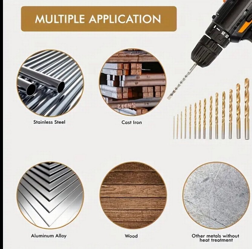 50 adet  Çeşitli Boylarda Titanyum Kaplama Matkap uçları - Görsel 3