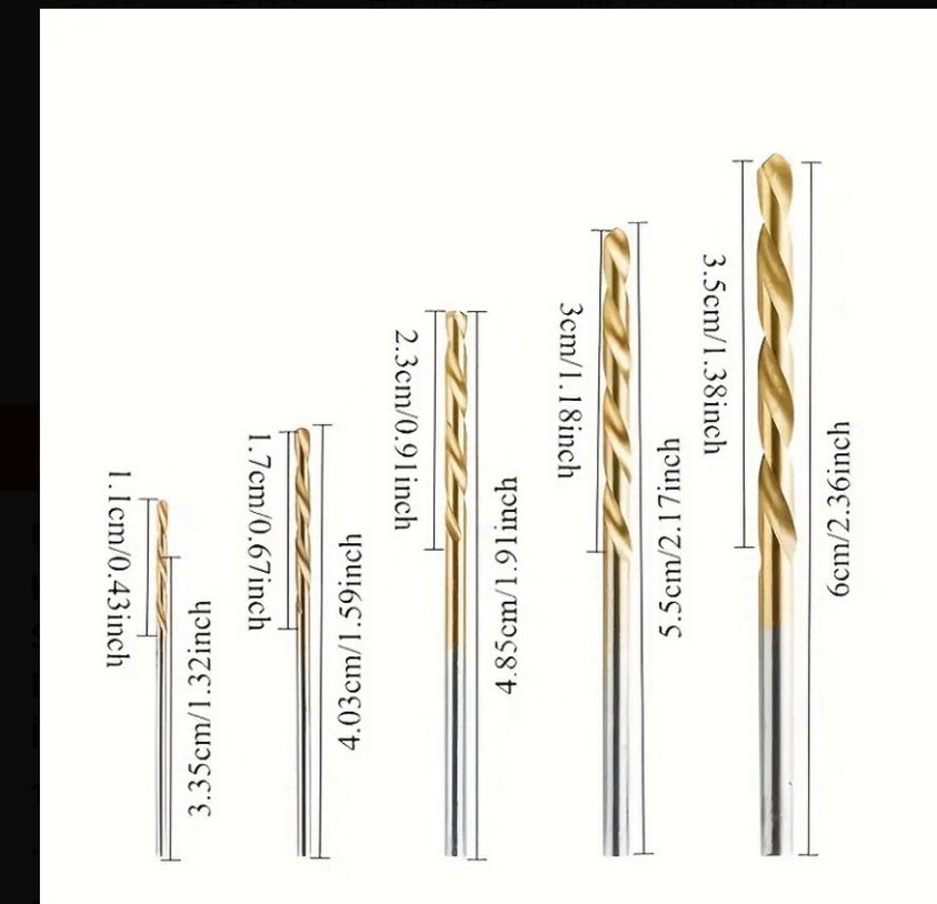 50 adet  Çeşitli Boylarda Titanyum Kaplama Matkap uçları - Görsel 5