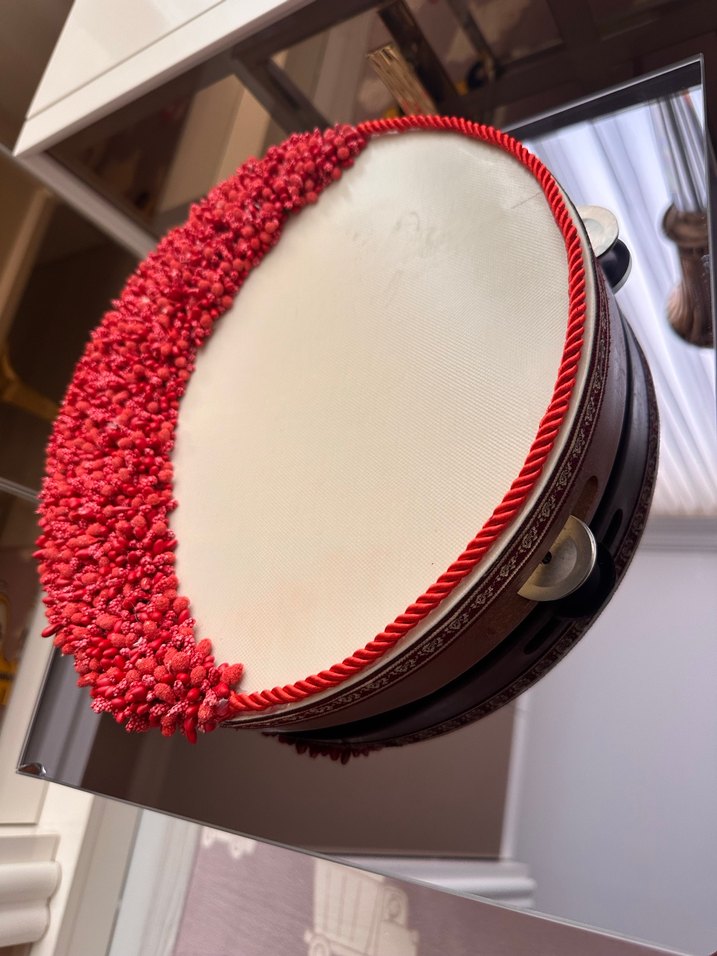 Kırmızı Nakışlı kına defi - Görsel 4