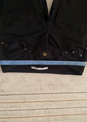 42 Beden Düğmeli Siyah Midi Kadın Denim Pantolon