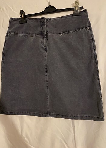 Gri Midi Denim Kadın Etek