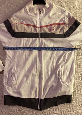 Fermuarlı Beyaz Gri Uzun Kollu Sweat - Görsel 3