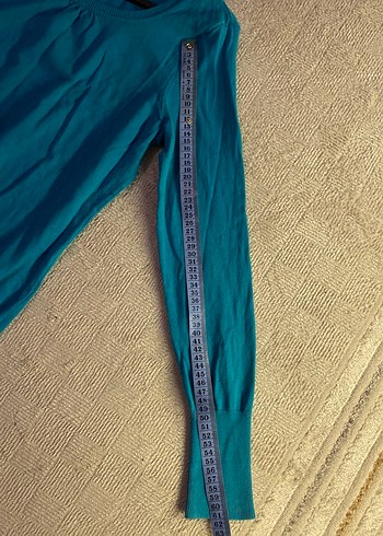 Turkuaz Kadın Keten Uzun Kollu Kazak - Görsel 4