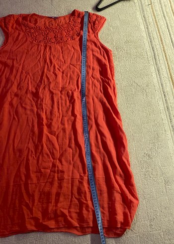 Kırmızı Keten Bohem Midi Elbise - Görsel 4