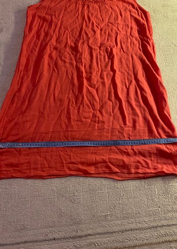 Kırmızı Keten Bohem Midi Elbise - Görsel 5