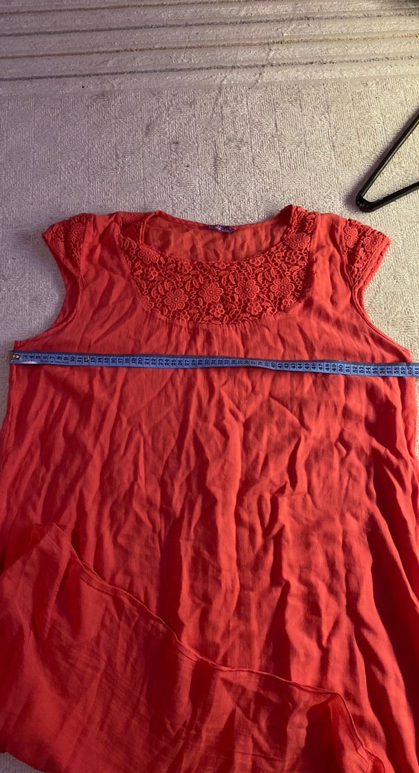 Kırmızı Keten Bohem Midi Elbise - Görsel 3